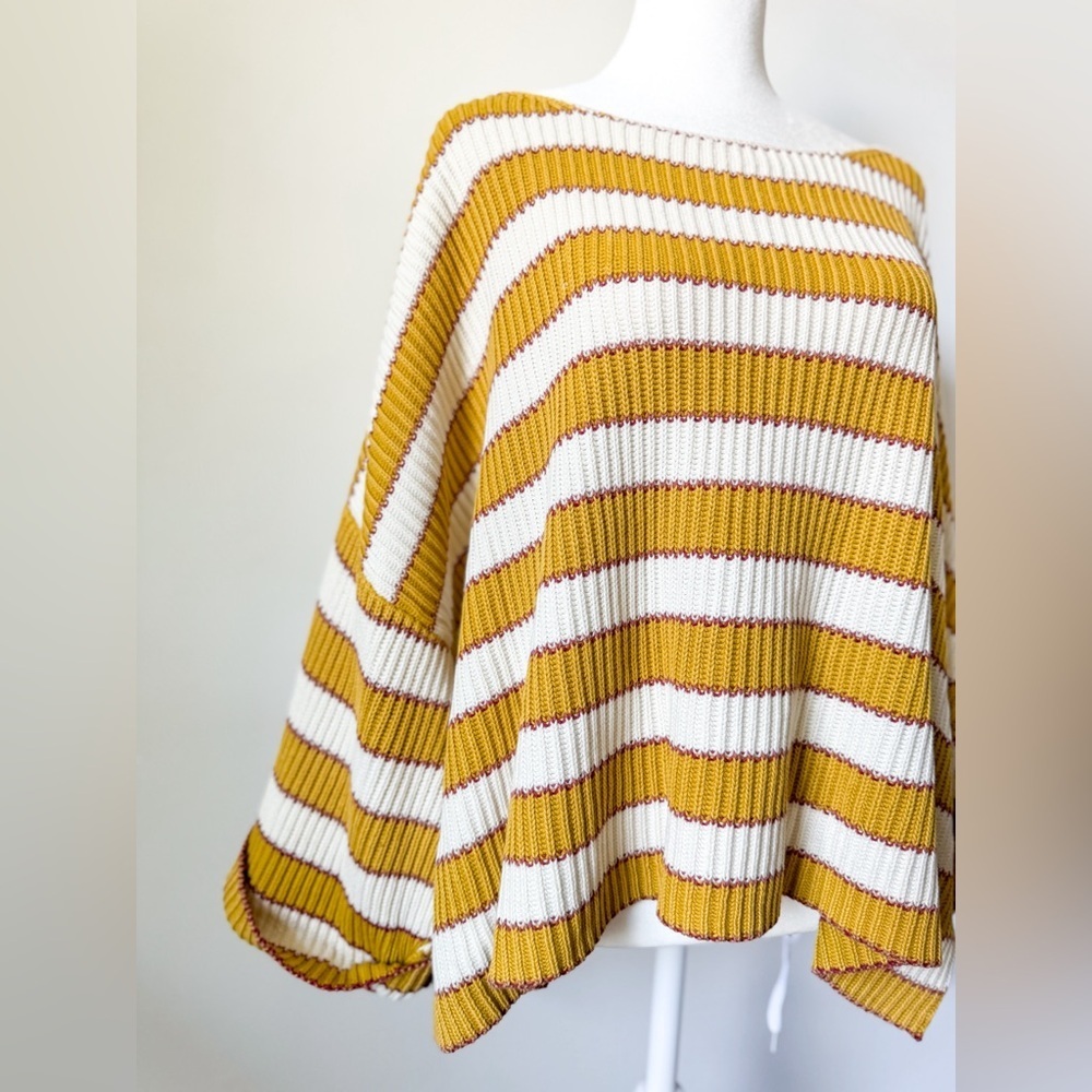 By Together Yellow Stripe Boxy Cotton Sweater - Picture 9 of 12